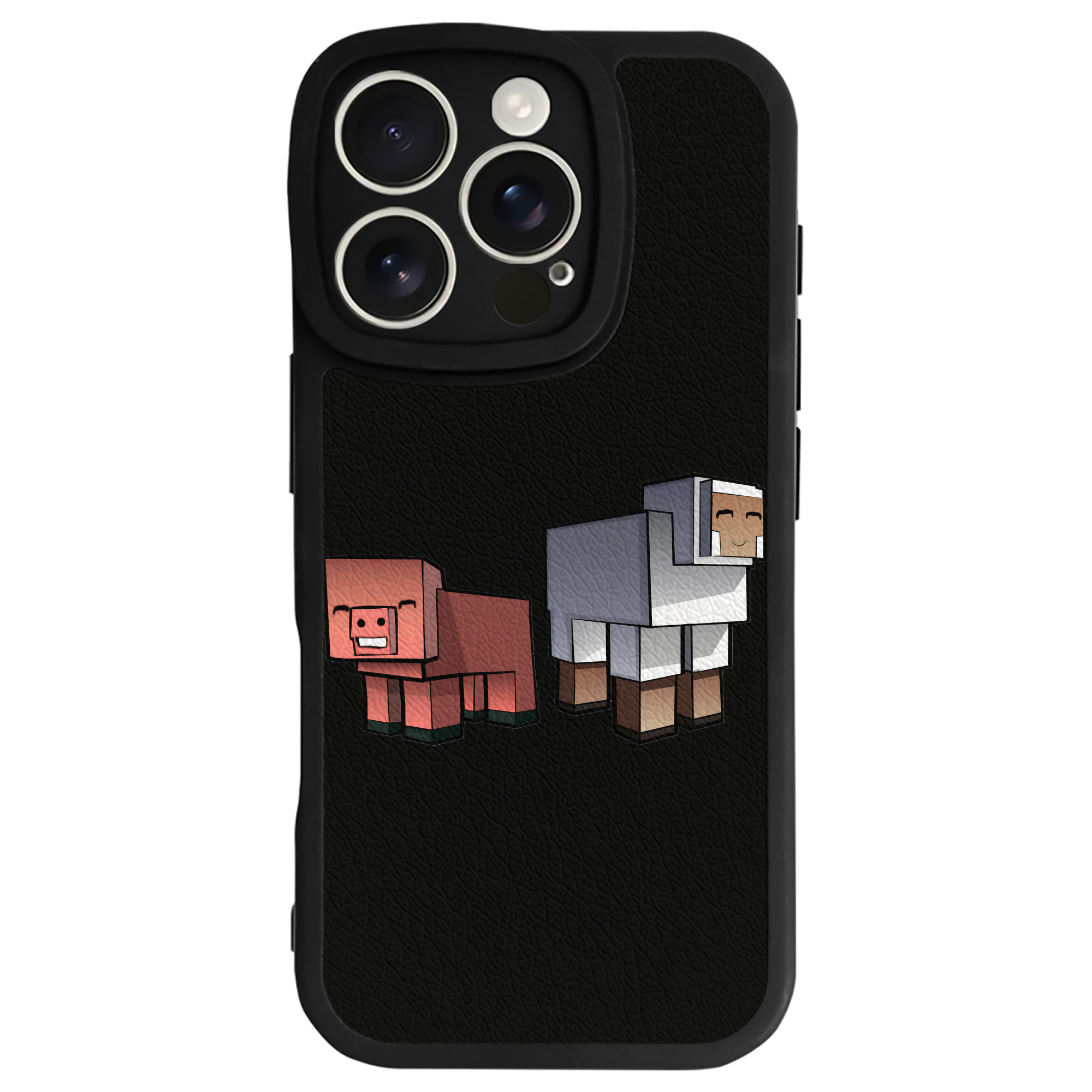 （画像用） マインクラフト ブロックの世界 Minecraft MC Block world 【iPhone 16シリーズ対応】シリコンスマホケース（レザー調） 材質：シリコン